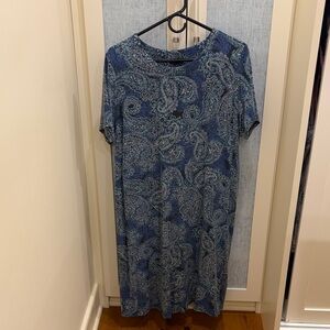J. Jill Blue Paisley Short Sleeve Women’s Dress